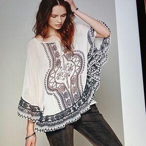 Love Culture White and Black embroidered kaftan style top
